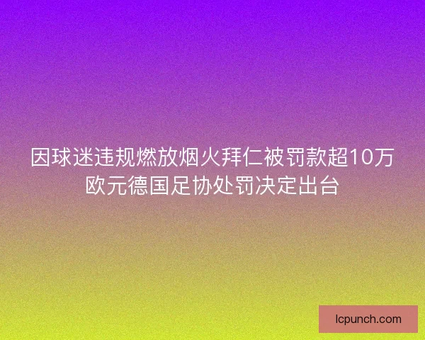 因球迷违规燃放烟火拜仁被罚款超10万欧元德国足协处罚决定出台