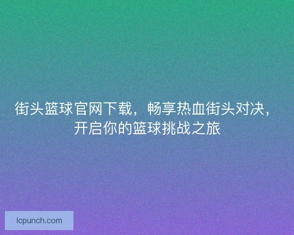 街头篮球官网下载，畅享热血街头对决，开启你的篮球挑战之旅