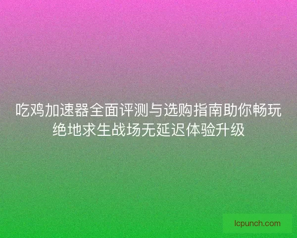 吃鸡加速器全面评测与选购指南助你畅玩绝地求生战场无延迟体验升级