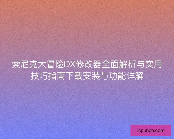 索尼克大冒险DX修改器全面解析与实用技巧指南下载安装与功能详解