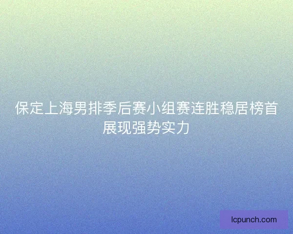 保定上海男排季后赛小组赛连胜稳居榜首展现强势实力